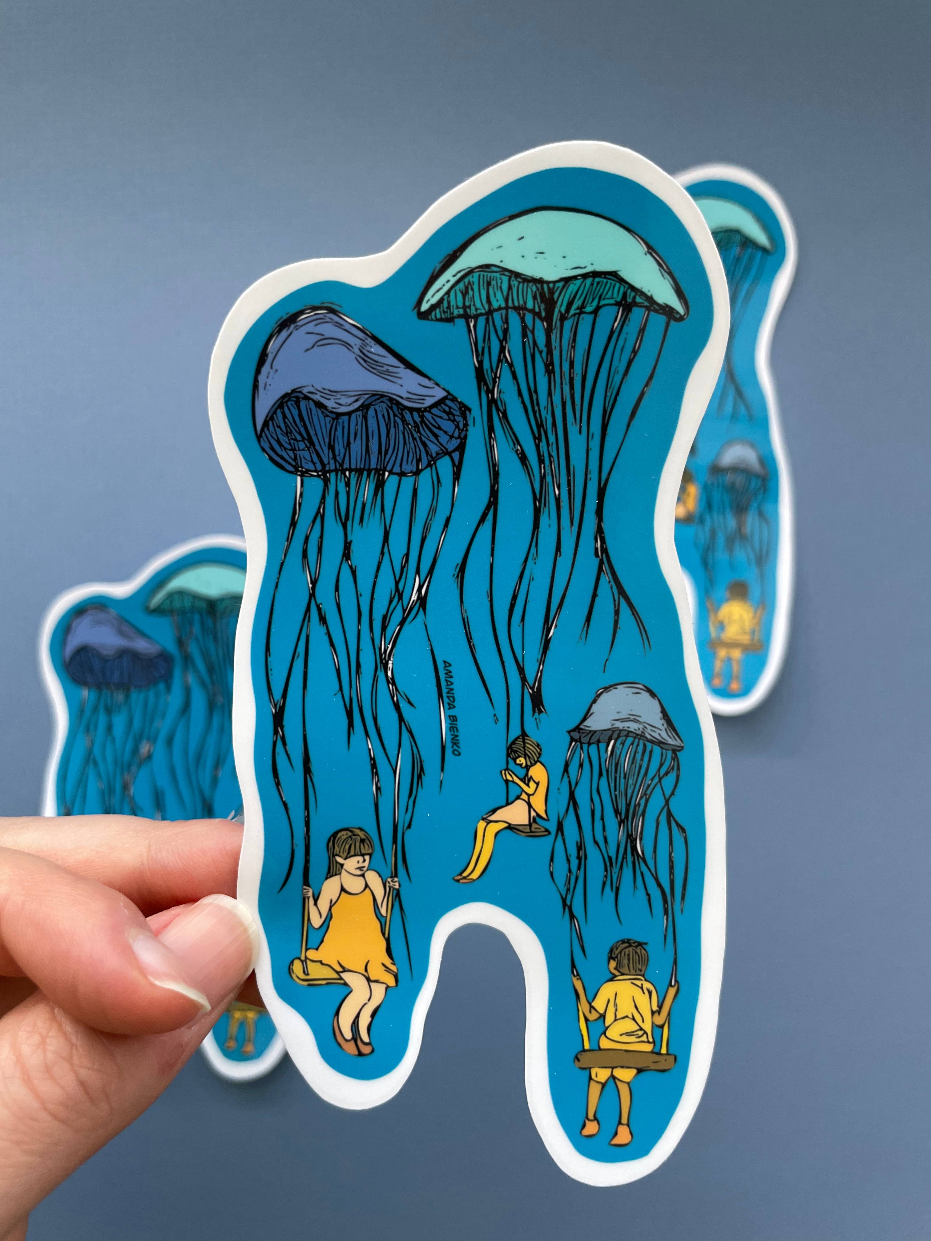 A.J.B- art goodies - Vente Autocollant - Autocollant/aimant pour balançoires en forme de méduse Surreal Dream1