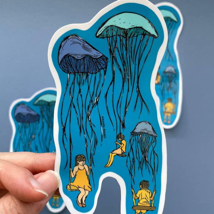 A.J.B- art goodies - Vente Autocollant - Autocollant/aimant pour balançoires en forme de méduse Surreal Dream1