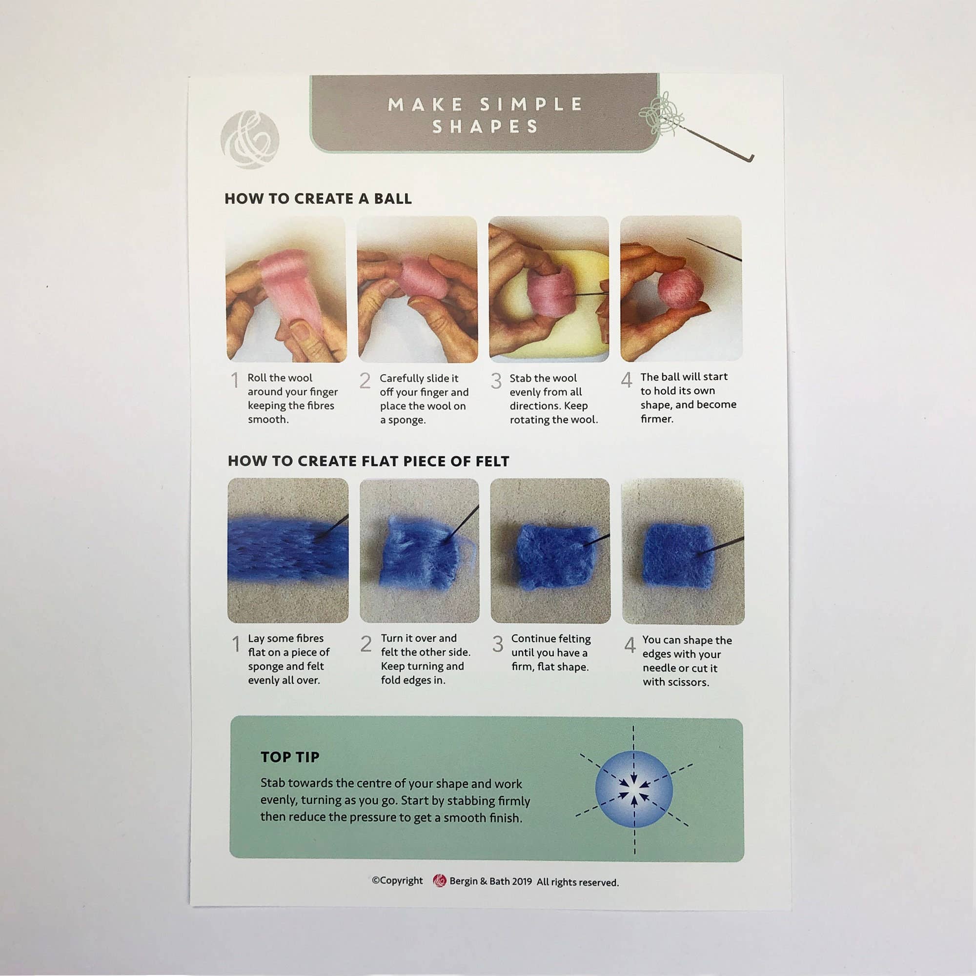 Bergin & Bath – wholesale Craft sewing kit – Needle felting starter kit - Brights. Wool roving supplies6