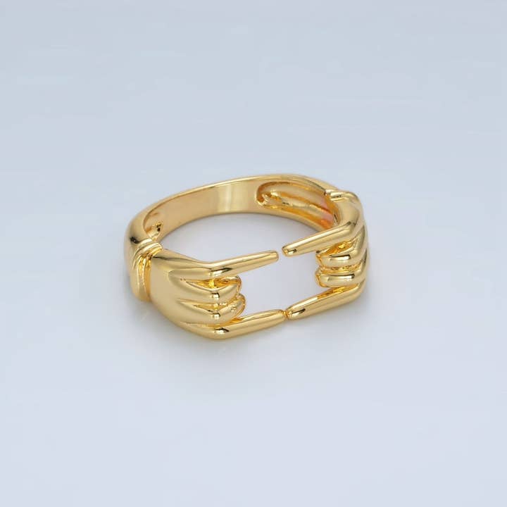 24K Guldpläterad Dubbel Handgest Minimalistisk Ring | O988 för wholesale av Aim Eternal