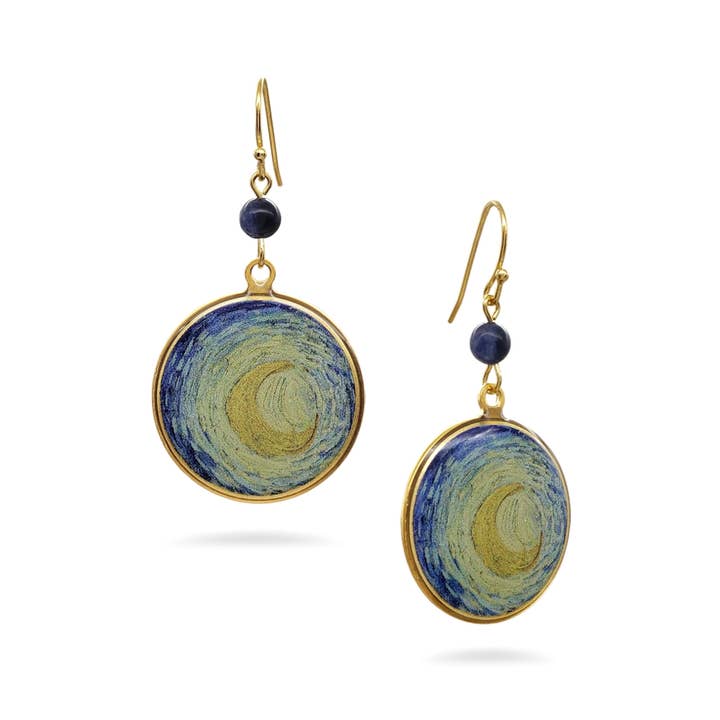 Van Gogh Starry Night Earrings with Sodalite - Large for wholesale by Discoveries, Inc.