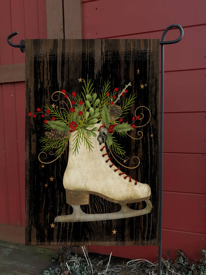 Skøjte på sort med grøn haveflag for engroshandel hos Happy Cow Lawn Decor