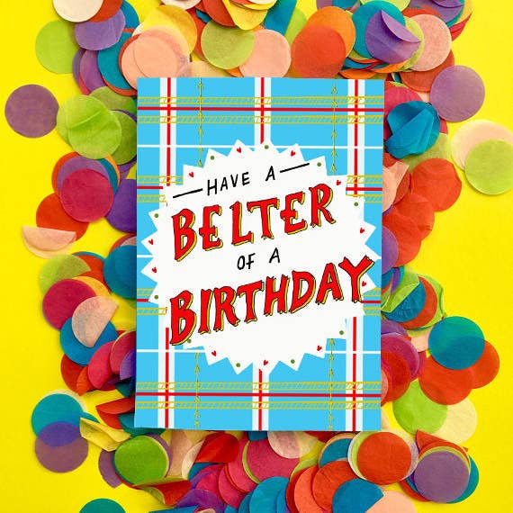 Claire Barclay Draws - Wholesale Verjaardagskaartje - Nog een fijne VERJAARDAG! Schotse Tartan verjaardagskaart