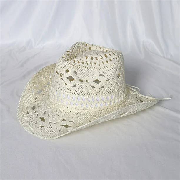 Syrrios Gifts LLC - Wholesale Straw Hat - Women's - Western Cowboy Cowgirl Straw Hat Sun Summer Beach Party3