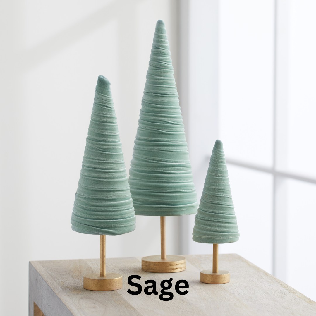 Your Heart's Content - Wholesale Christmas Decoration - Pedestal Trees Velvet Set of 3 Tablescap, Winter Mantel17