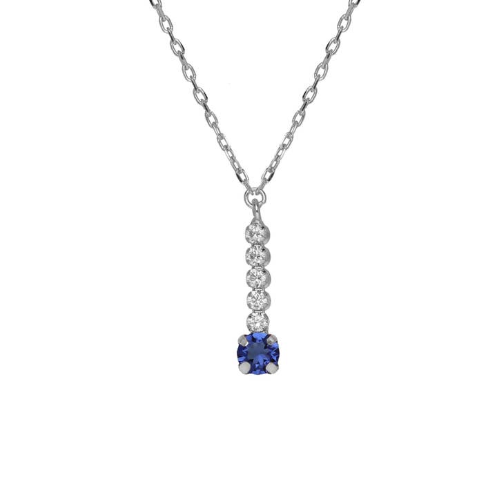 Short Shine crystal rivière necklace in rhodium-plated silver for wholesale by Victoria Cruz