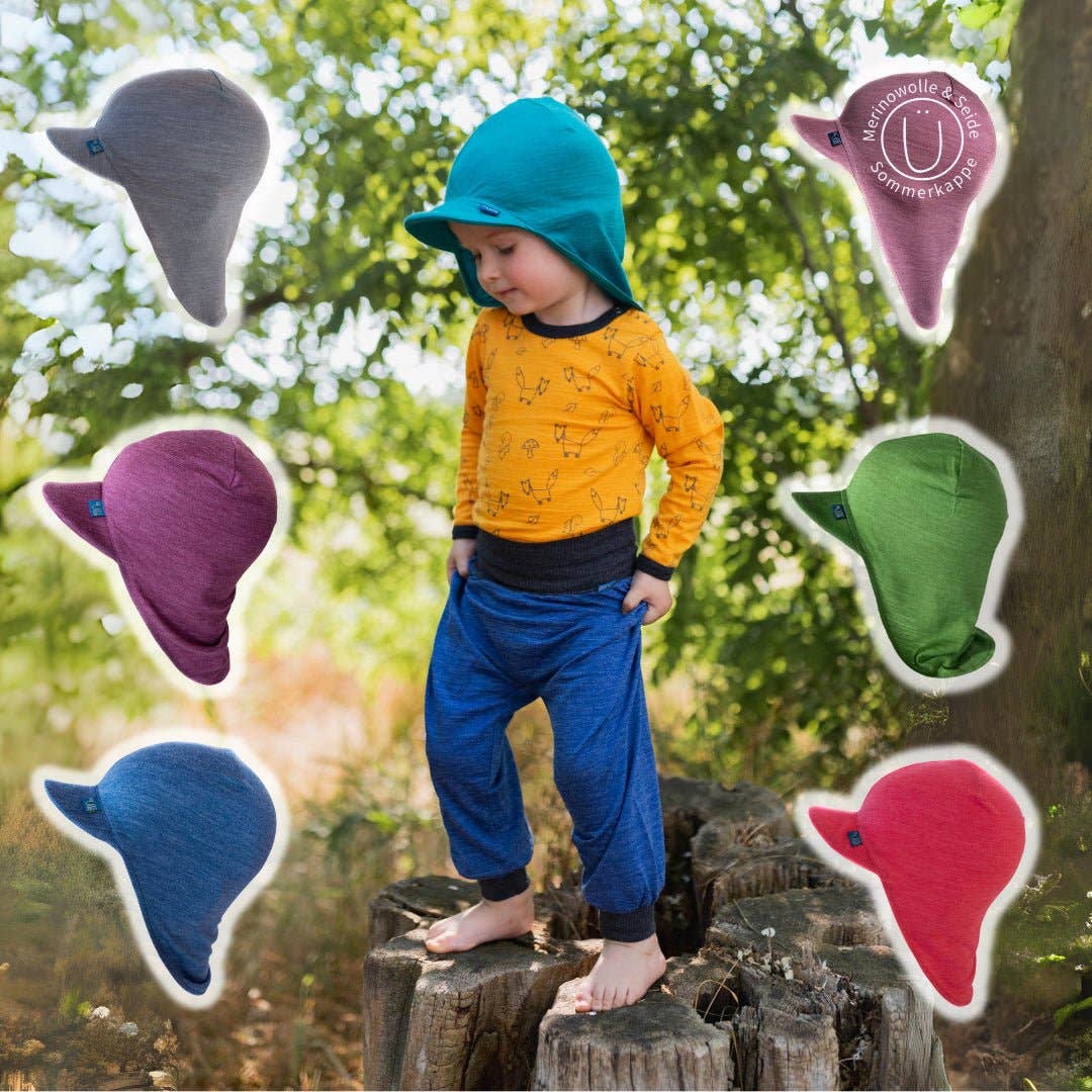 Glückskind - Wholesale Sun Hat - Kids - Royal blue summer cap, merino wool & silk (BIO/GOTS)6