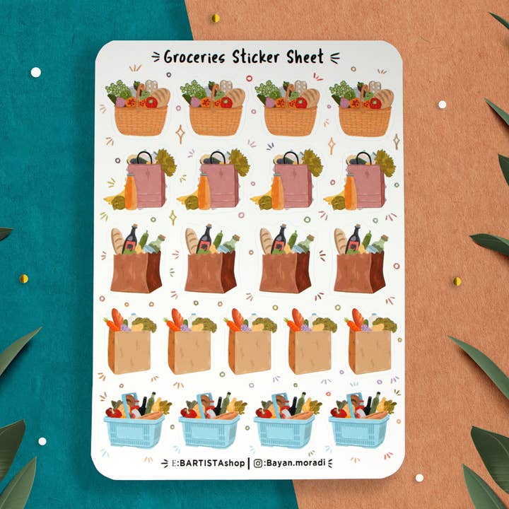 Stickervel voor boodschappen, plannerstickers, boodschappenstickers voor wholesale door Bartista