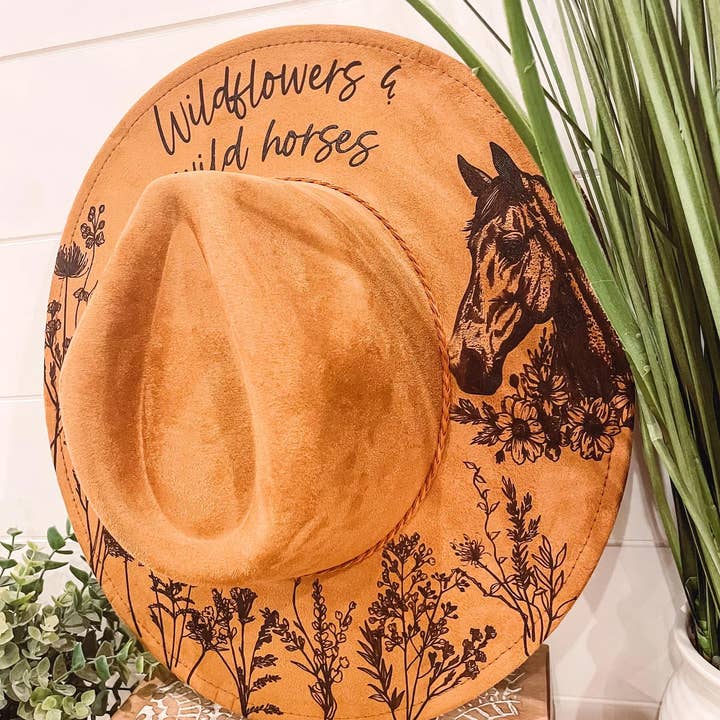 Willie & Dolly Designs - Wholesale Fedora - Women's - Engraved Floral Horse Hat