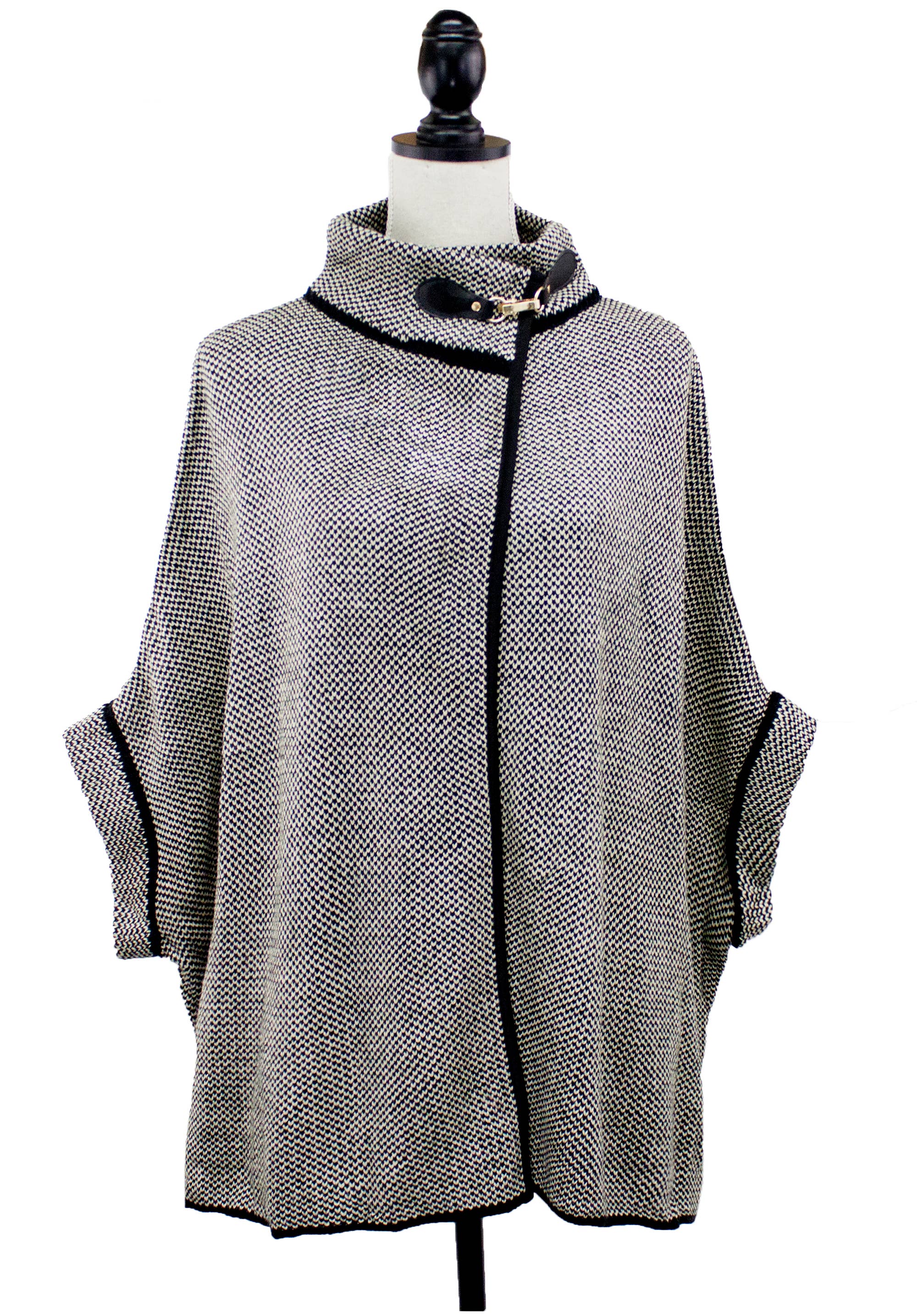 Fennco Styles - Wholesale Poncho - Women's - Knit Buckle Poncho Cape Cardigan10