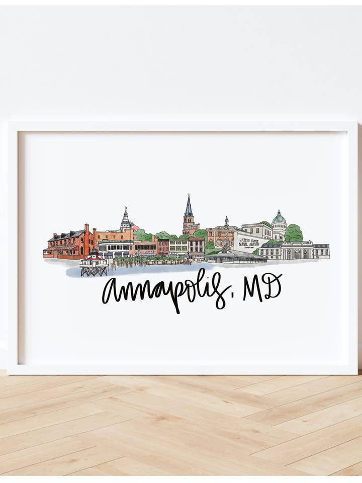 Annapolis, MD Maryland Skyline 8X10 Art Print for wholesale by Thirteenwinks