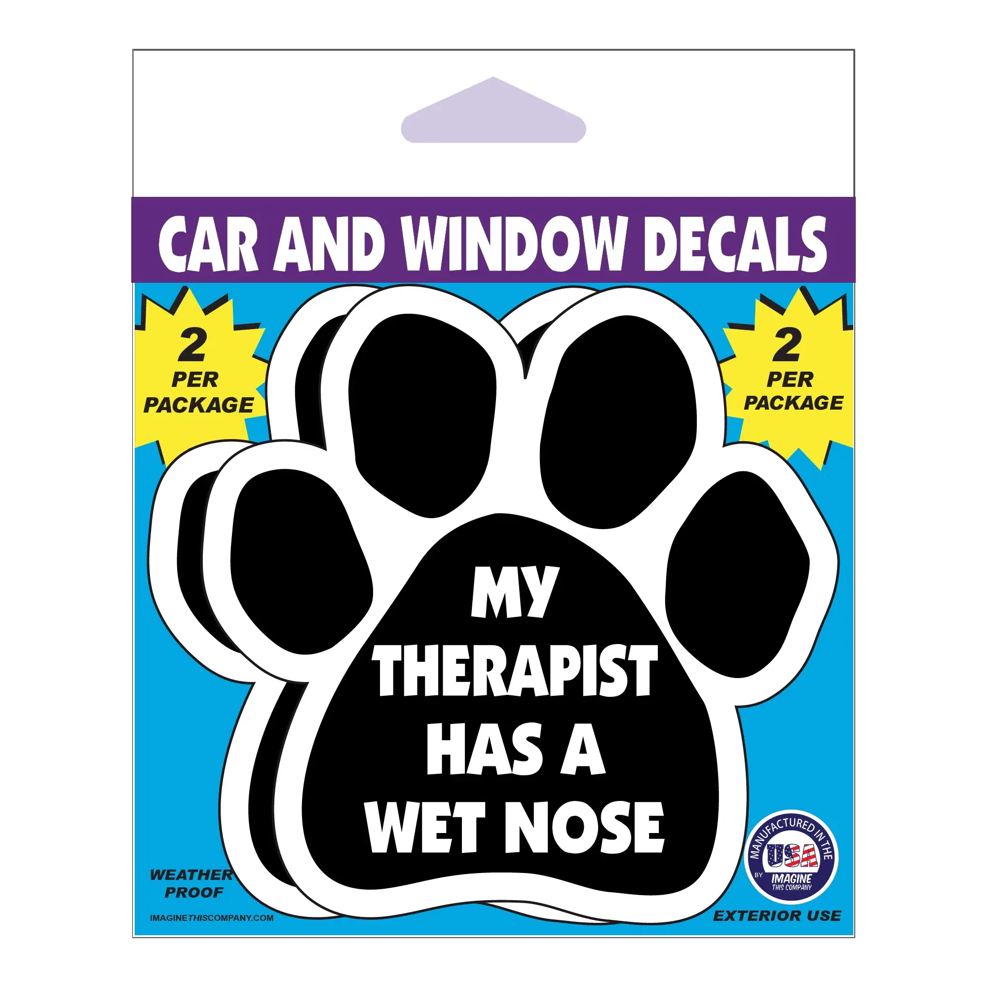 Imagine This Company – wholesale Klistermärke – Min terapeut har en våt näsa bilfönster dekal0
