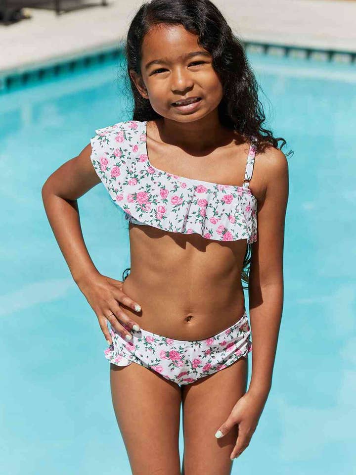 2-delige zwemset Float On Ruffle in Roses, gebroken wit voor wholesale door Fashion Quality Boutik