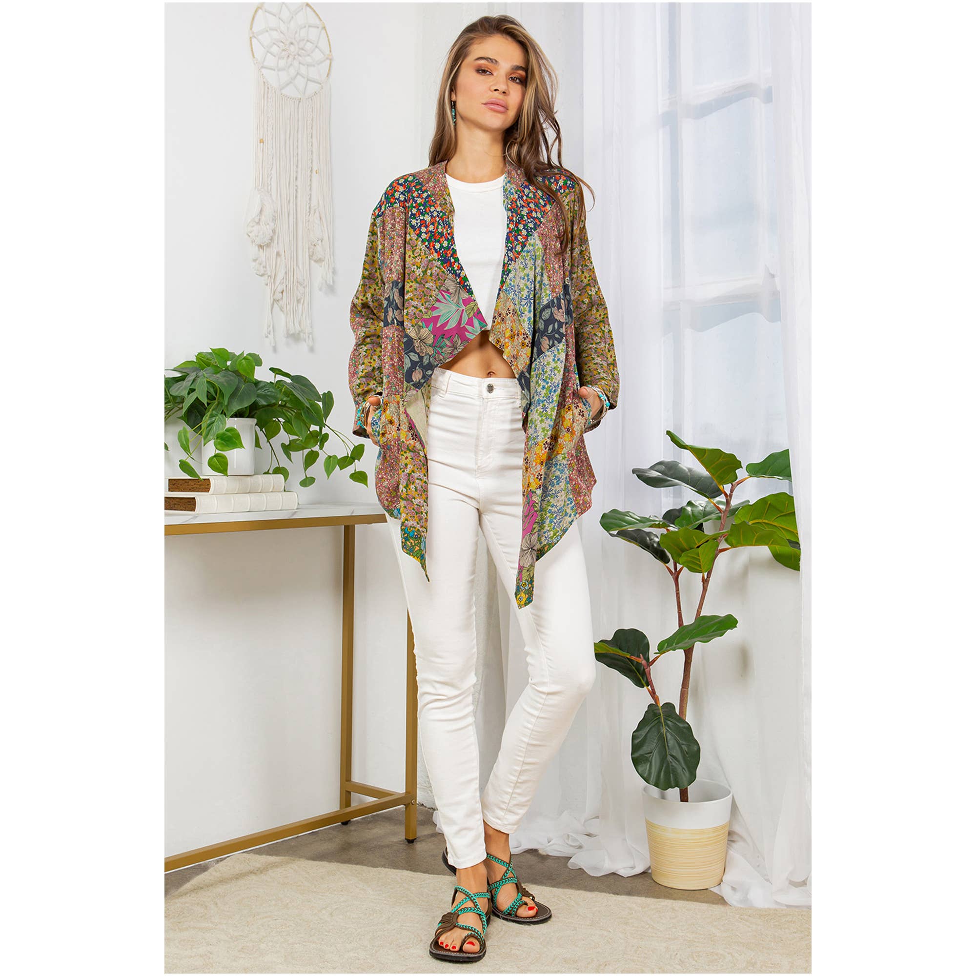 Young Threads - Wholesale Kimono - Women's - Patchwork Kimono Cardigan With 3/4 Sleeve10