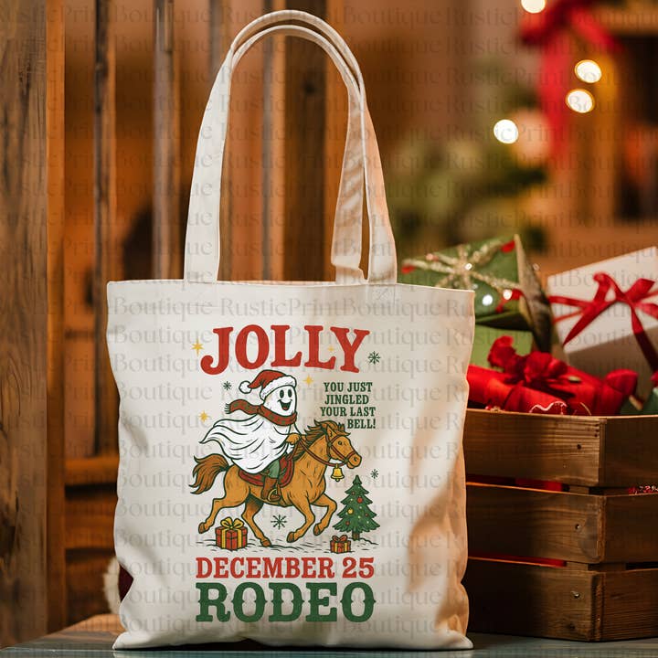 Christmas Tote Bag Vintage Christmas Bag Western Christmas for wholesale by RusticPrintStudio