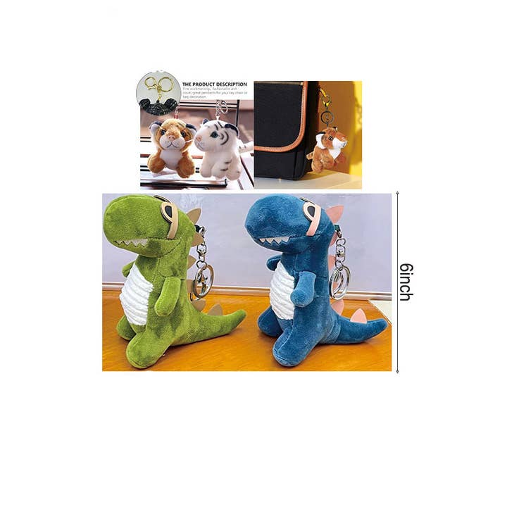 Puka Creations - Wholesale Keychain – Unisex - Dinosaur Cuties Plush Toys Keychain and Backpack (MM)