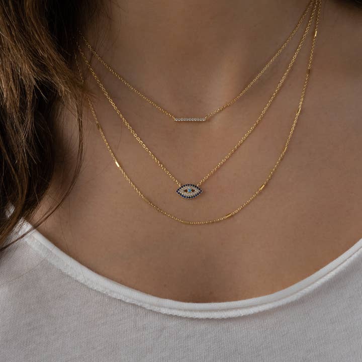 Sami Jewels - Venta al por mayor Collares con colgantes/abalorios - Collar Sapphire Evil Eye1