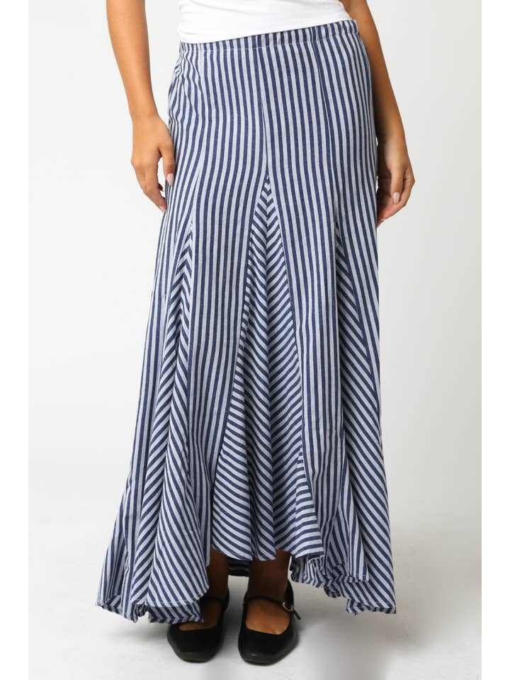 Blue Nava Stripe Maxi Skirt for wholesale on Faire
