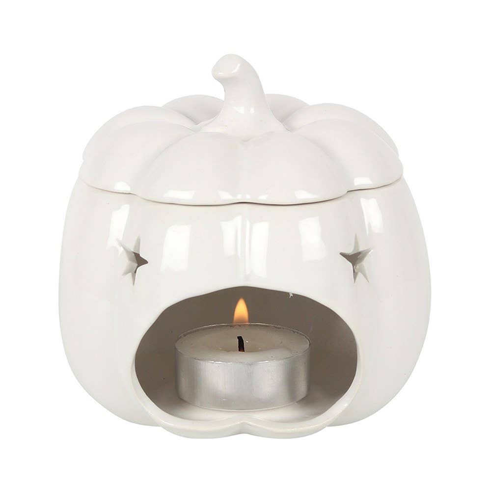 Something Different Wholesale - Wholesale Oil Warmer - White Autumn and Fall Pumpkin Halloween Oil Burner1