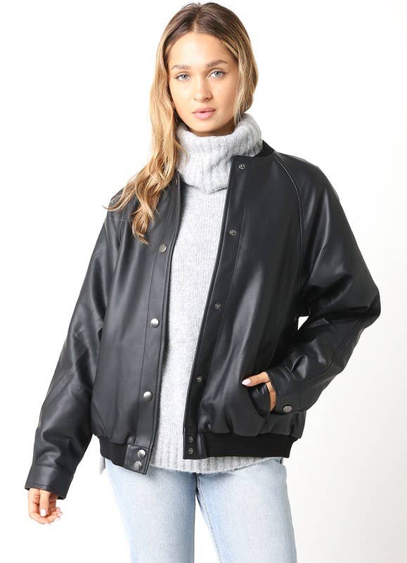 Black Harlow Bomber Jacket for wholesale on Faire2