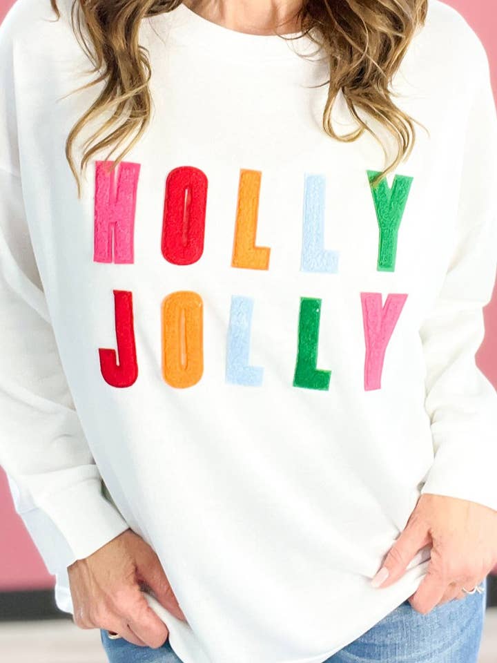 White DO NOT PUBLISH - Holly Jolly Chenille Long Sleeve Top for wholesale on Faire