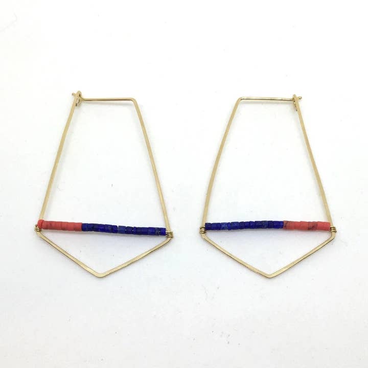 Beaded Hoops - Lapis, Coral - gold fill, rose gold, silver for wholesale by Totinette bijoux