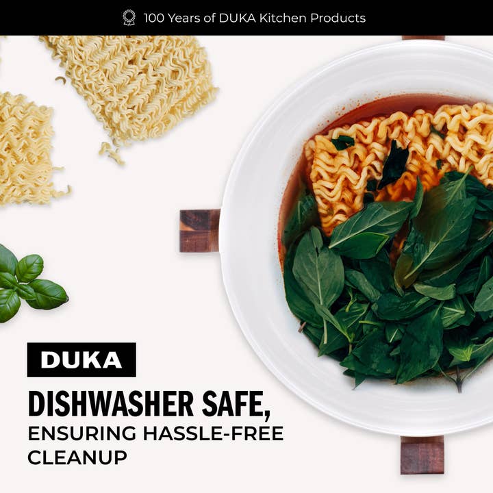 DUKA - Wholesale Serve Bowl - 101 oz White Porcelain Salad Bowl with Wood Base7