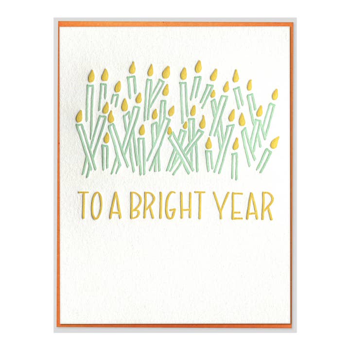 Bright Year Cake Milestone Letterpress Birthday Card for wholesale by INK MEETS PAPER