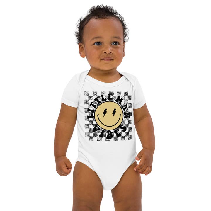 Checkered Little Man Vibes Bodysuit for wholesale by Whiskey & Vine