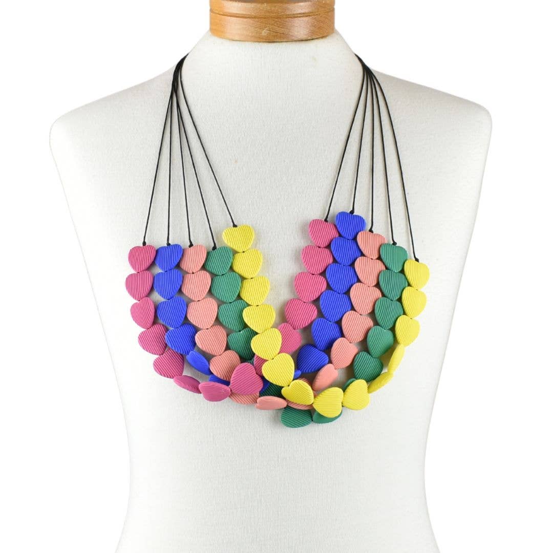 Taylor Hill Scarves & Co - Wholesale Beaded/pearl necklace - THSJ1266: Teal: Heart Resin Necklace3