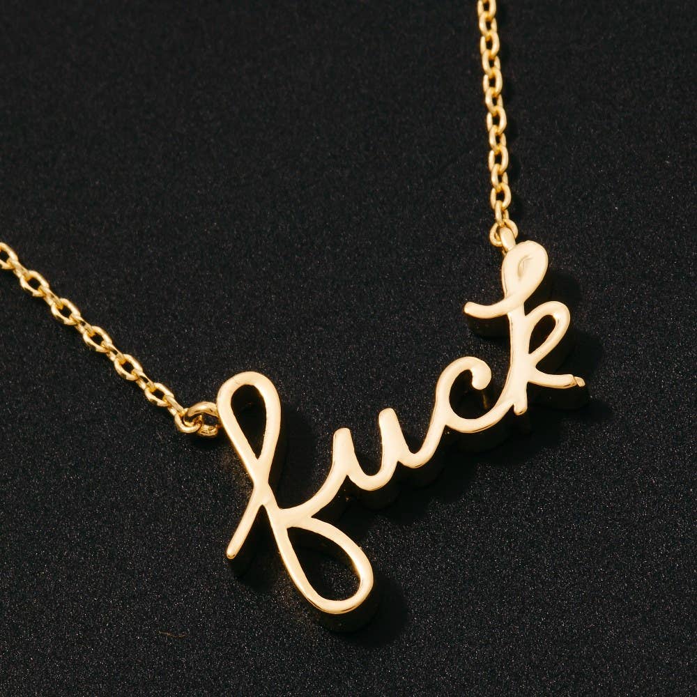 The Looks by Fame Accessories - Wholesale Pendant/Charm Necklace - Handwritten Fuck Pendant Necklace3