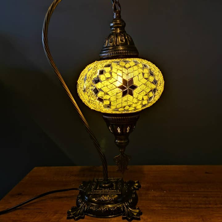 Import Corner - Wholesale Accent/Desk Lamp - 95711-20: BOXED TURKISH MOSAIC GOOSENECK W/ 7" PRESSED SHADE