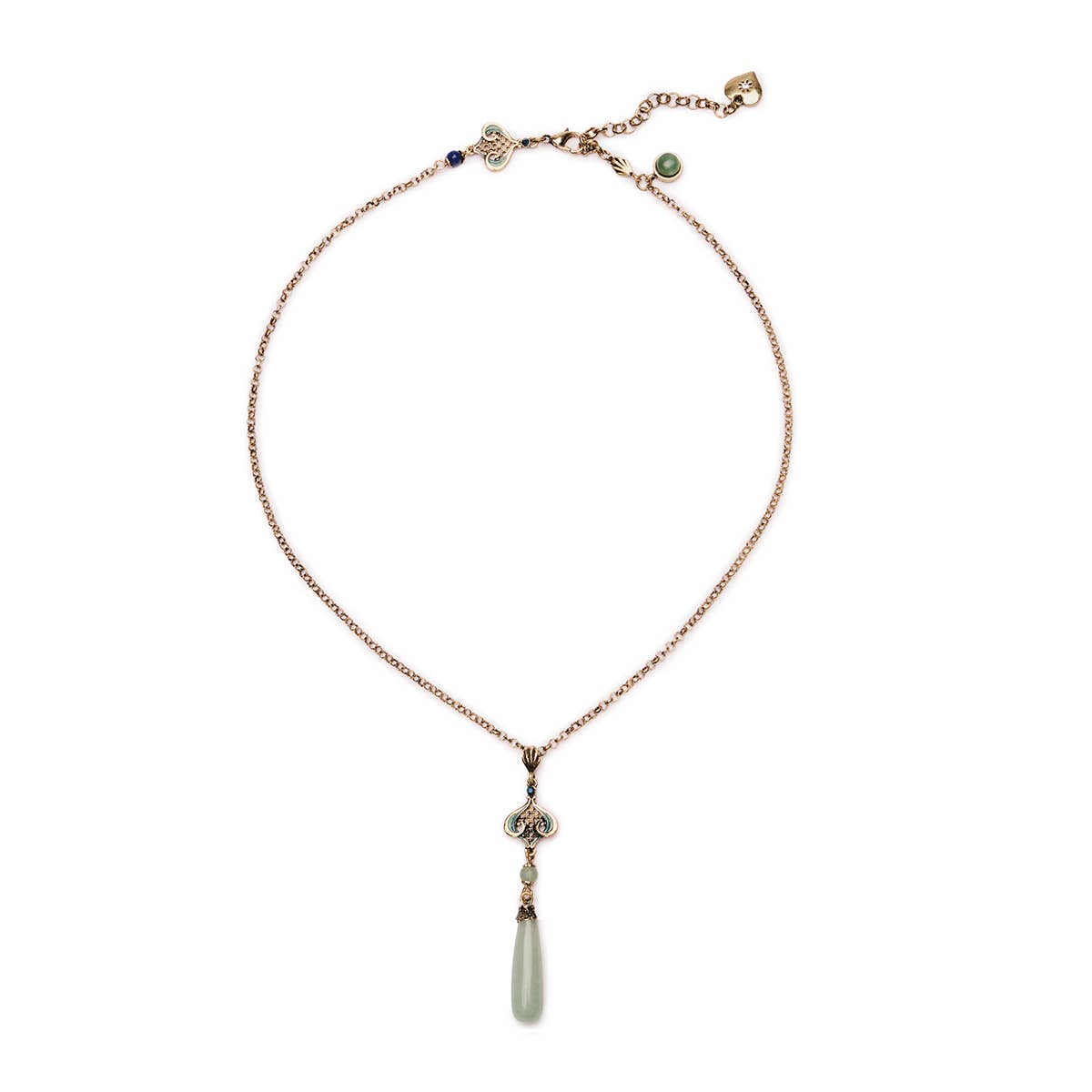 Lovett & Co - Wholesale Pendant/Charm Necklace - Aventurine Natural Stone Green Drop Necklace1