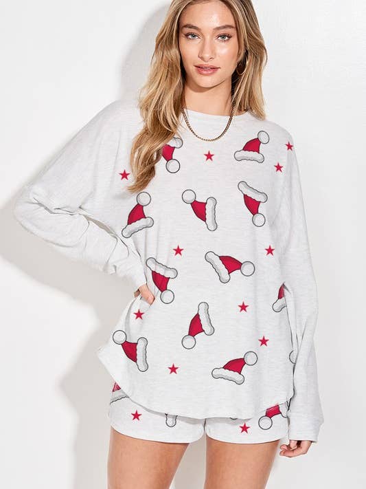 Weihnachtsmütze mit Lippstrick Lounge Wear Set für den Großhandel von MintChoco