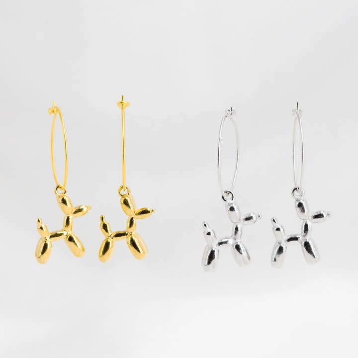 Orecchini a cerchio con cagnolino effetto palloncino per la vendita all'ingrosso da parte di Angiie