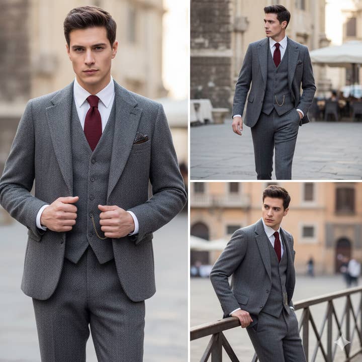 Masculine MOoda - Wholesale Blazer - Men's - 2 Piece Tweed Suit for Men | 2-Piece Men's Suit in 5+ Colors4