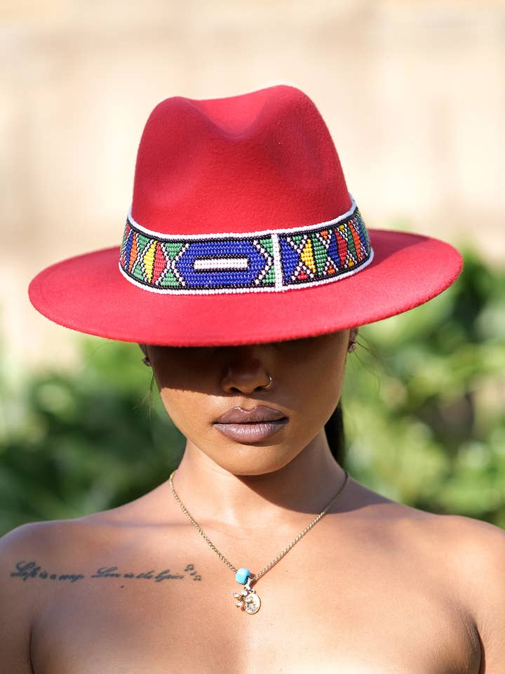 Zulu Beaded Fedora Hat for wholesale by HouseOfSarah14