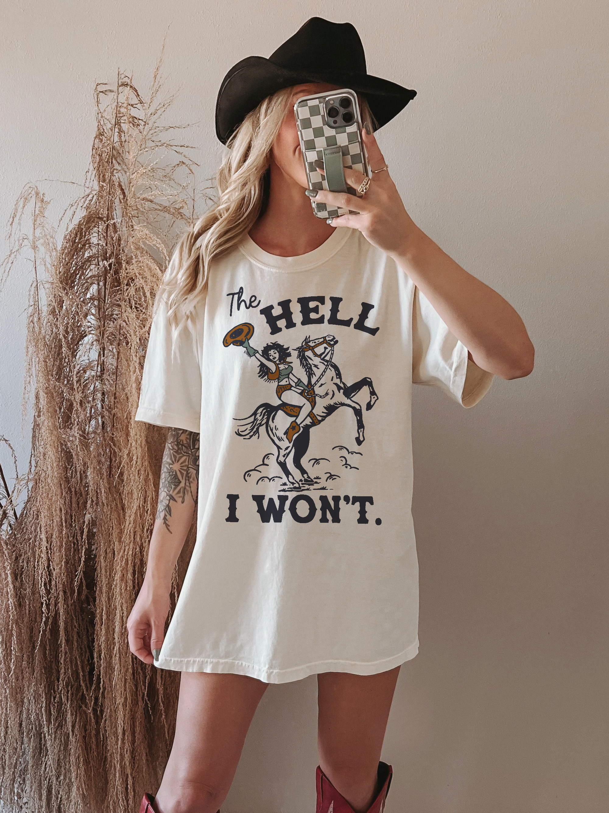 Alley & Rae - Wholesale T-Shirt (Graphic) - Women's - The Hell I Won't Heavyweight Western Cowgirl Tee4