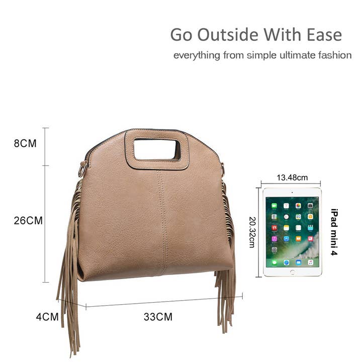 Ellas Trading – wholesale Crossbody bag – Women's – Trendy Crossbody Shoulder Bag Cutout Handle Fringe Tassel7