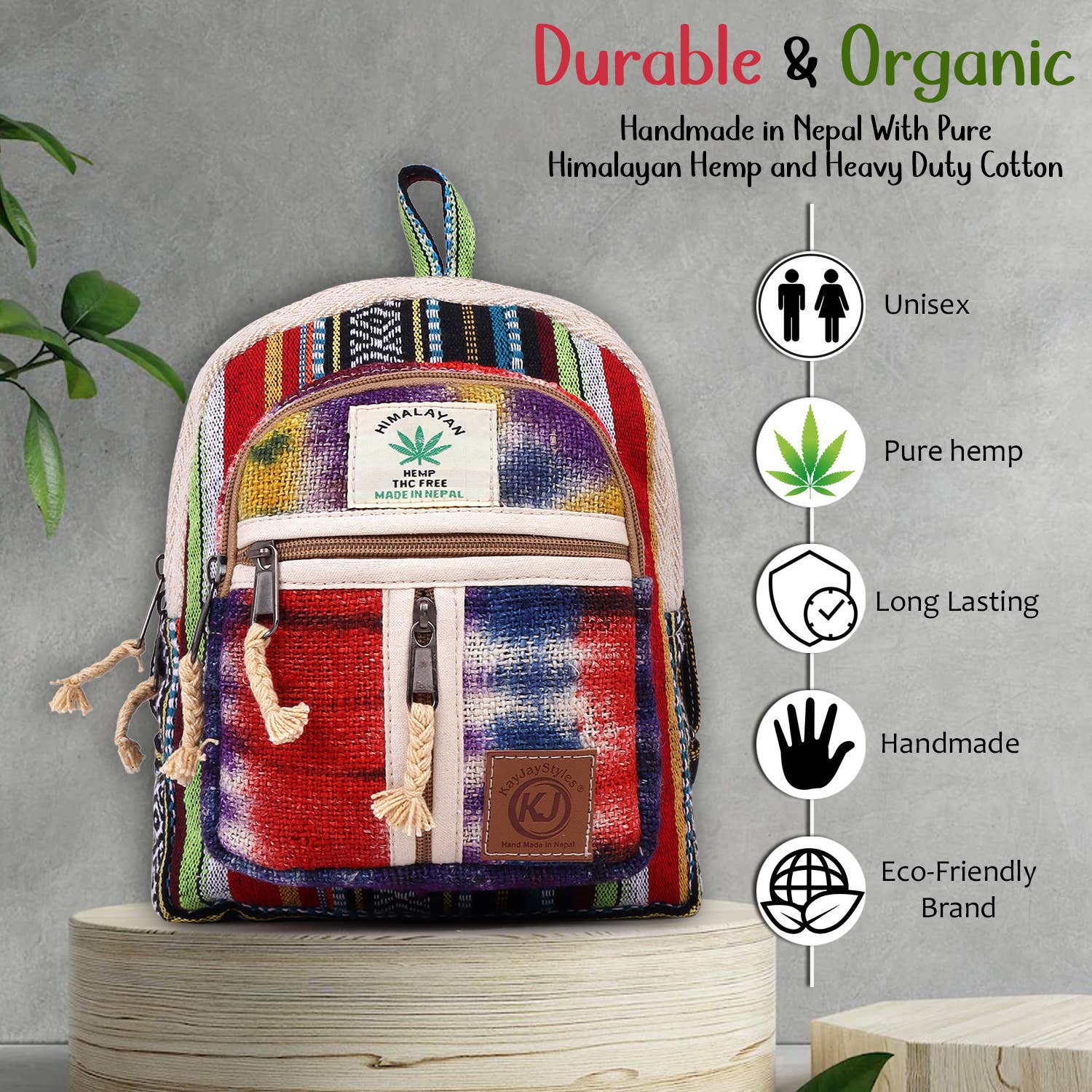 Lungta Imports - Wholesale Backpack - Women's - Handmade Lightweight Natural Hemp Himalayan Nepal Minipack11
