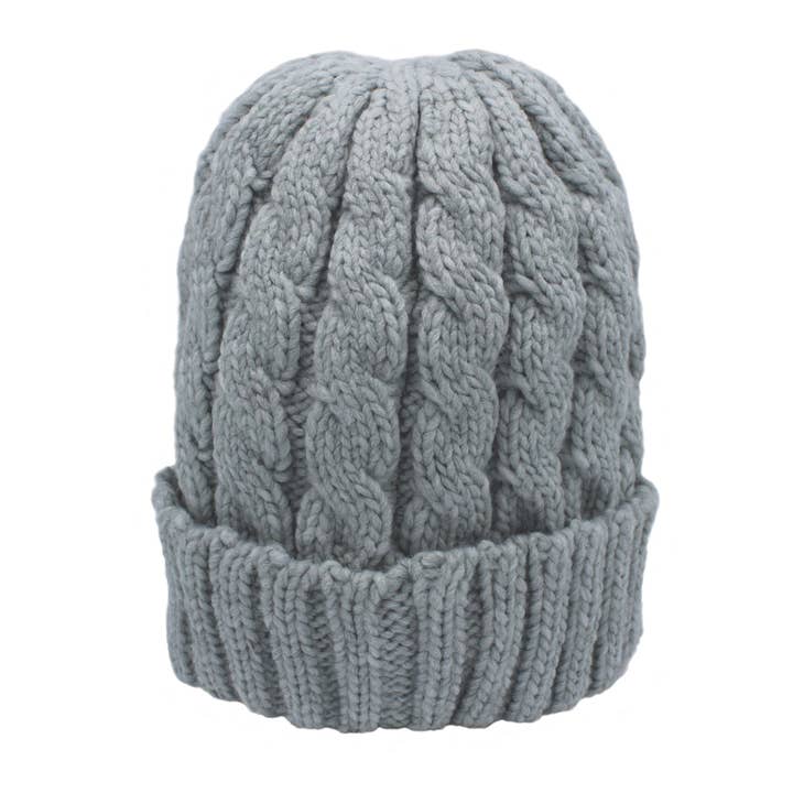 Light Grey ZH261 Jenny Cable Knit Beanie Hat for wholesale on Faire