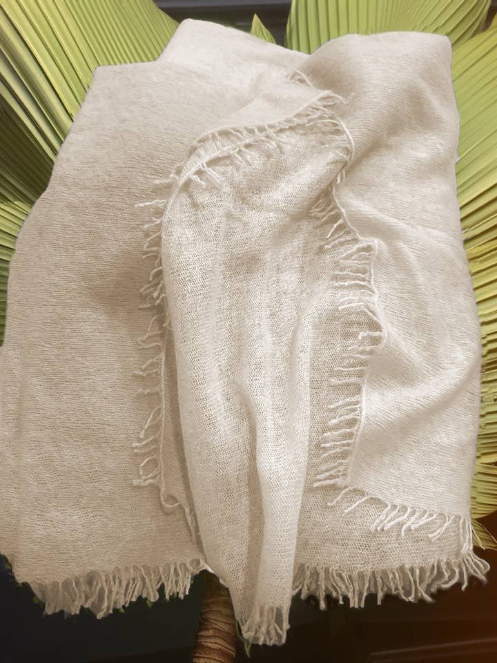 Kashmirsjal med fransar kamel för wholesale av PRATI