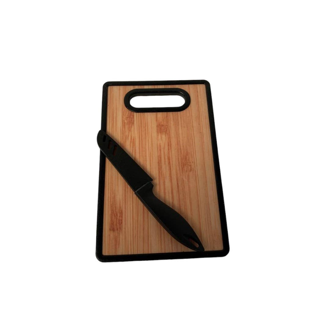 pirotta srl - Wholesale Cutting Board - L36 | Plastic Wood-Like Cutting Board Plus Knife 16X25 cm