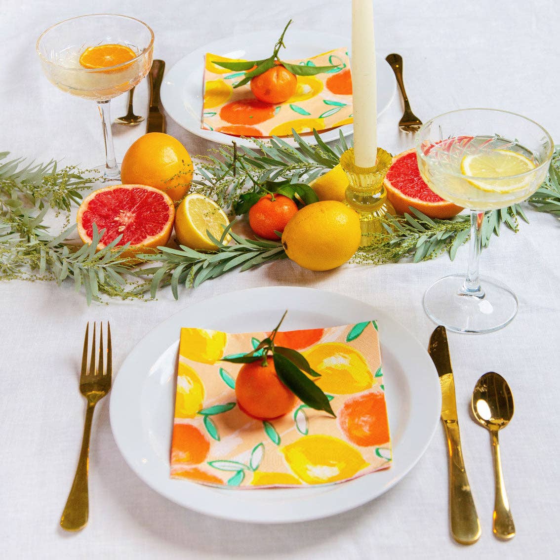 Talking Tables USA - Wholesale Disposable Napkin - Lemon & Orange Paper Napkins - 20 Pack | Party Napkins |5