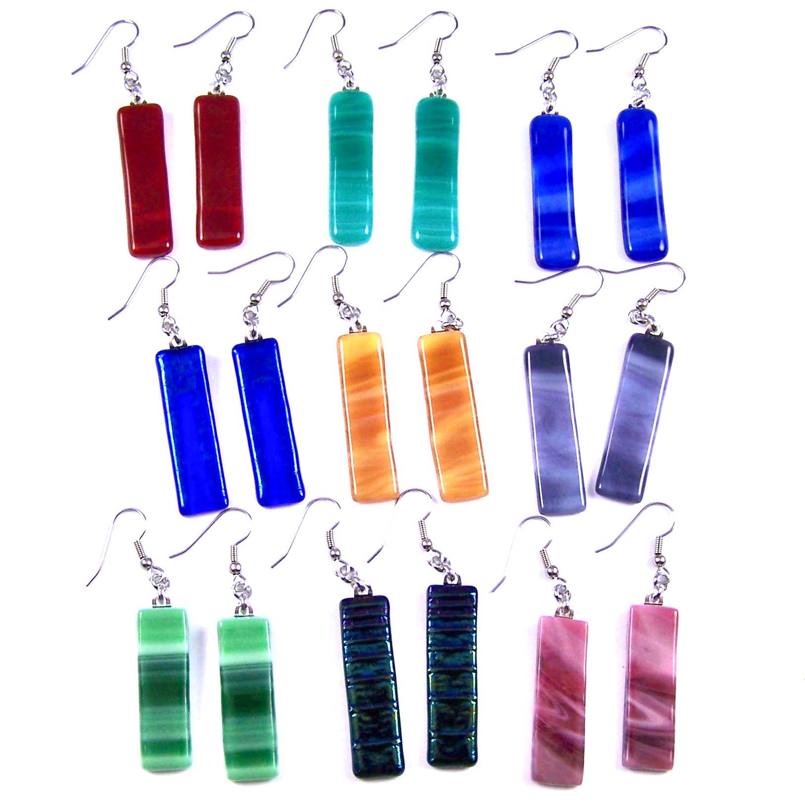 Glass Town USA - Wholesale Dangle Earrings - Stained Glass Earrings - Dangle Long - Royal Jewel Tones1