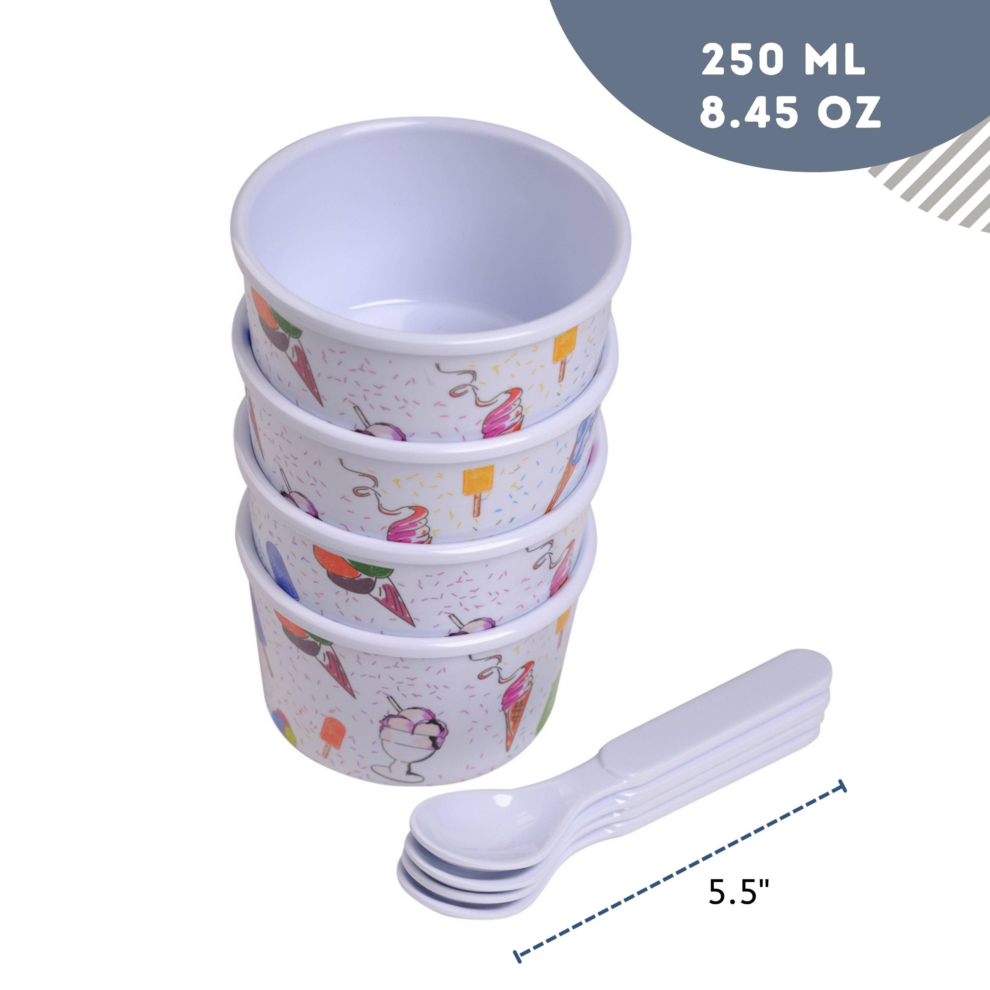 Lexi Home - Wholesale Serving Utensil - 8-Piece Melamine Ice Cream Cups with Spoons Set2