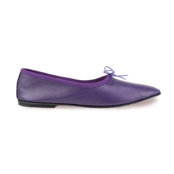 Ballerine à col haut OLGA en nappa violet pour la vente par Spelta Milano