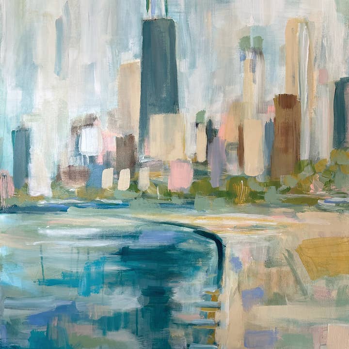 Lámina artística La ciudad en el lago para venta al por mayor de Rachel Reynolds Art