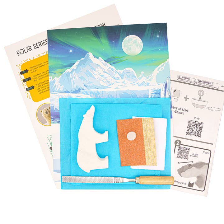 Studiostone Creative - Wholesale DIY Craft Kit - Kids - NEW! Polar Bear Alabaster carving kit.
