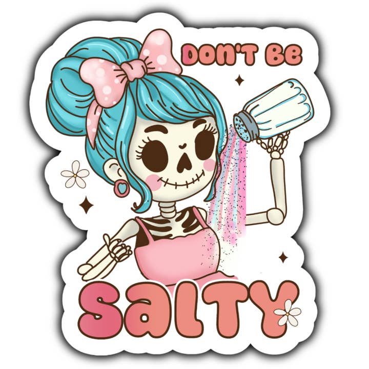 Niet zo zoutig, skelly sticker (wit) voor wholesale door Stick to it creations